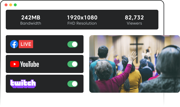 Multistream your sermons on all platforms Multistream your sermons on all platforms